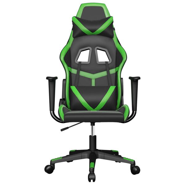 vidaXL Silla gaming cuero sint&eacute;tico negro y verde