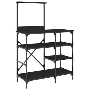 vidaXL Estanter&iacute;a de cocina madera ingenier&iacute;a metal negro 90x40x132 cm