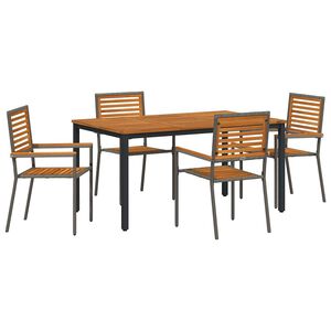 vidaXL Conjunto de Comedor de Jardín 5 pcs Gris 150 x 90 x 75 cm