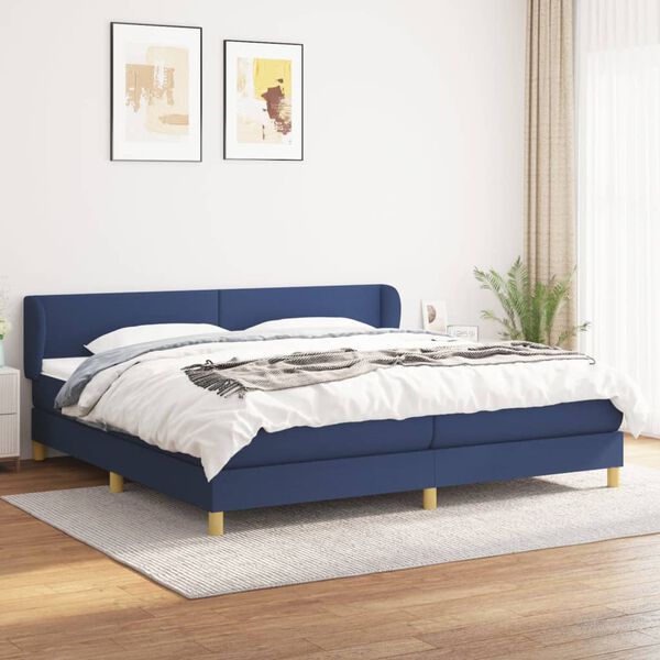 vidaXL Cama box spring con colch&oacute;n tela azul 200x200 cm