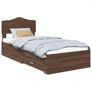 vidaXL Estructura de cama con cabecera Roble Marr&oacute;n 70 x 190 cm