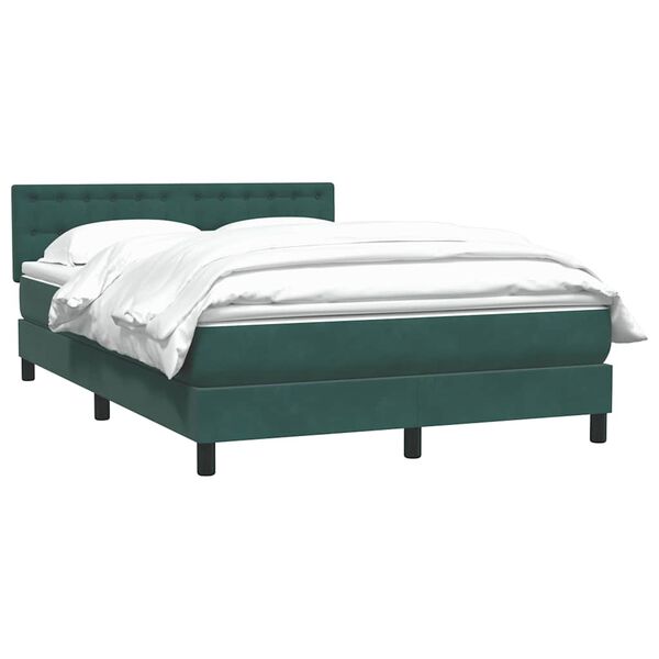 vidaXL Cama box spring con colch&oacute;n terciopelo verde oscuro 140x220 cm
