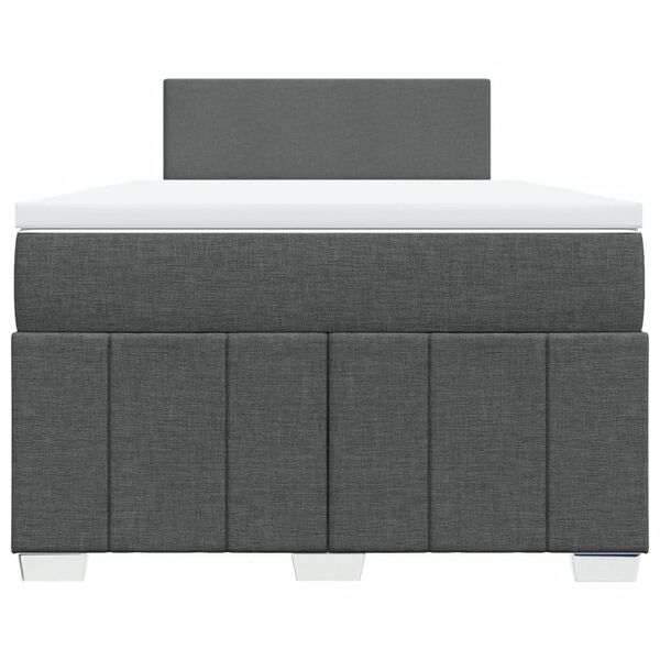 vidaXL Cama box spring con colch&oacute;n tela gris oscuro 120x190 cm