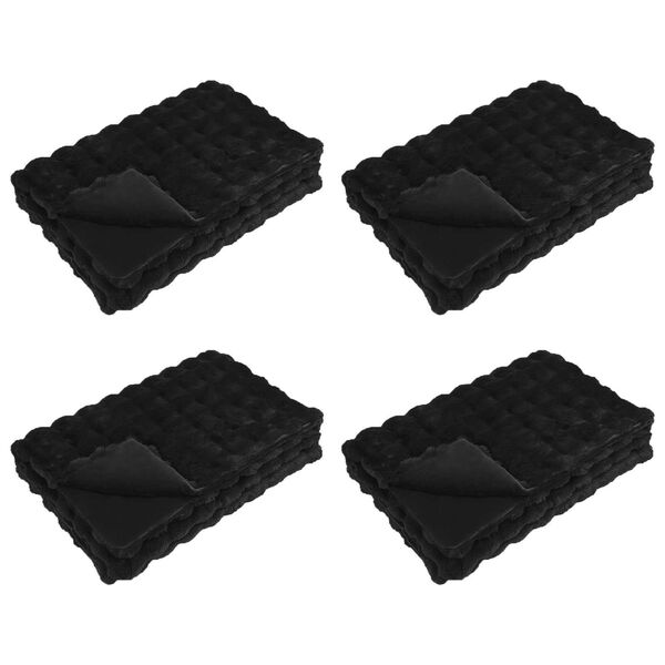 vidaXL Manta de Piel de Conejo Sintética 4 pcs Negro 240 x 270 cm
