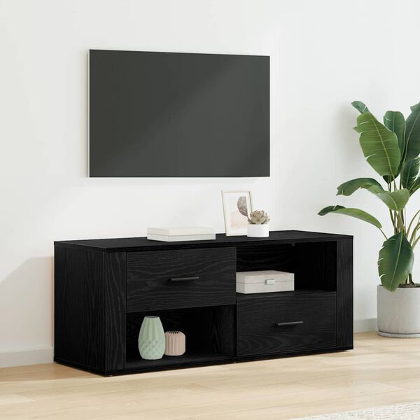 vidaXL Gabinete de TV con caj&oacute;n Roble Negro 100 x 35 x 40 cm
