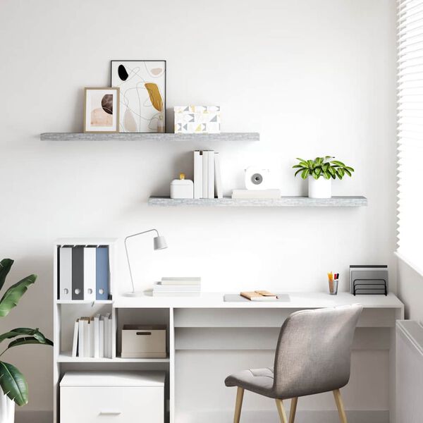 vidaXL Estante flotante pared 2 uds MDF gris hormig&oacute;n 120x23,5x3,8 cm
