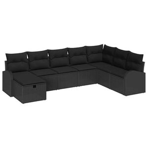 vidaXL Conjunto de sof&aacute; de jard&iacute;n con coj&iacute;n 8 pcs Negro Polirat&aacute;n