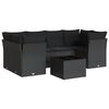 vidaXL Set de comedor de jard&iacute;n 7 pzas y cojines rat&aacute;n sint&eacute;tico negro