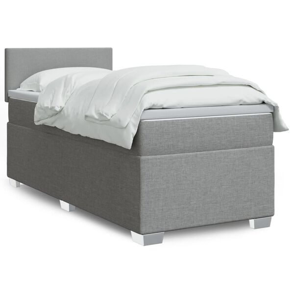 vidaXL Cama box spring con colch&oacute;n tela gris claro 80x200 cm