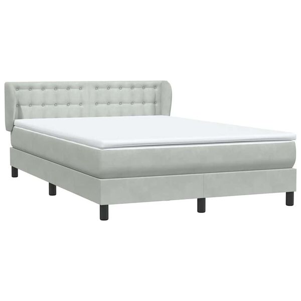 vidaXL Cama box spring con colch&oacute;n terciopelo gris claro 160x210 cm