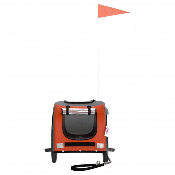 vidaXL Remolque de bicicleta mascotas hierro tela Oxford naranja gris