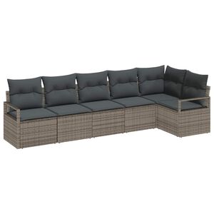 vidaXL Conjunto de sof&aacute;s de jard&iacute;n 6 pcs Gris rat&aacute;n sint&eacute;tico
