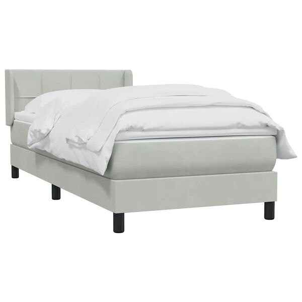 vidaXL Cama box spring con colch&oacute;n terciopelo gris claro 100x210 cm
