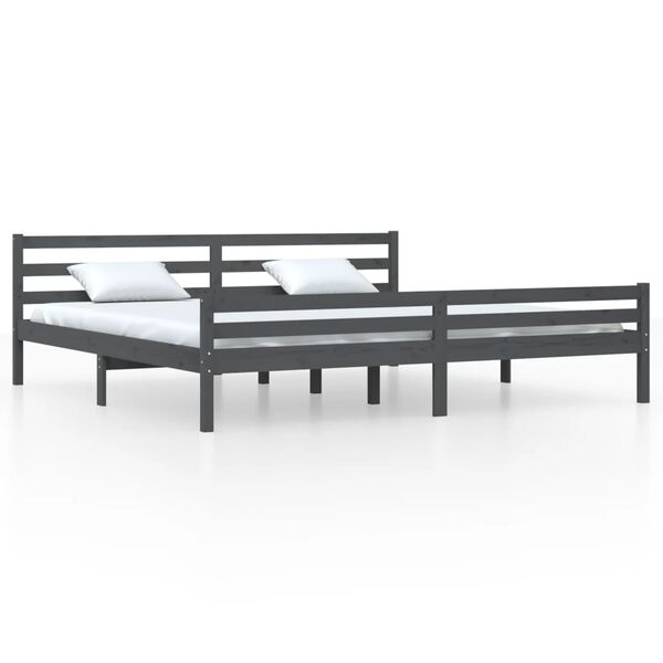 vidaXL Estructura de cama sin colch&oacute;n madera maciza gris 200x200 cm