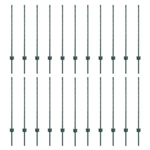 vidaXL Poste de cerca empotrado 22 uds. Verde 140 cm
