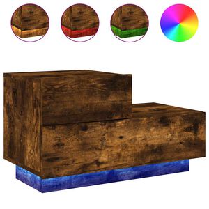 vidaXL Mesita de noche con luces LED roble ahumado 70x36x40,5 cm