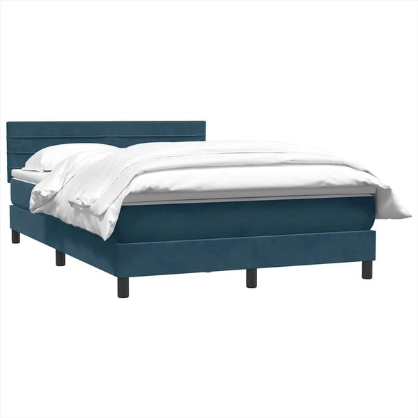 vidaXL Cama box spring con colch&oacute;n terciopelo azul oscuro 140x220 cm