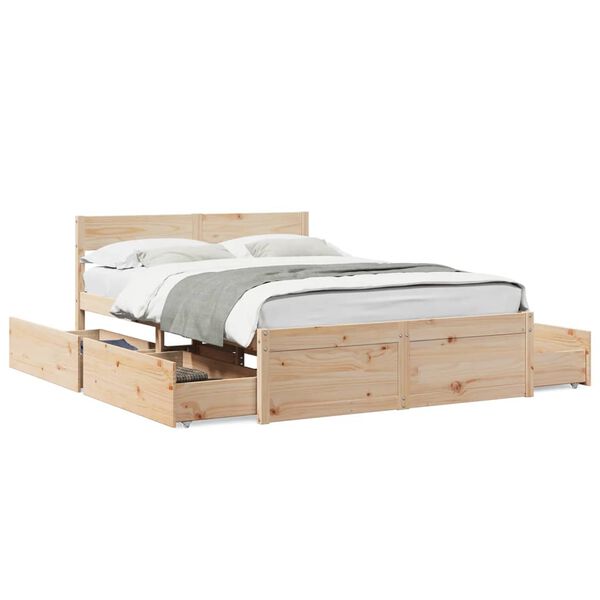 vidaXL Estructura de cama sin colchón madera maciza de pino 140x190 cm