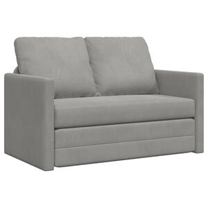vidaXL Sof&aacute; cama de suelo 2 en 1 terciopelo gris claro 122x204x55 cm