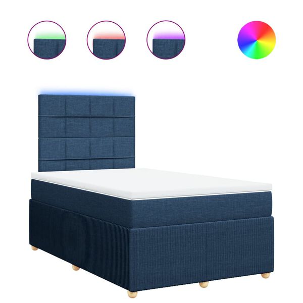 vidaXL Cama box spring con colchón tela azul 120x200 cm
