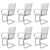 vidaXL Sillas de comedor voladizas 6 unidades de tela blanca