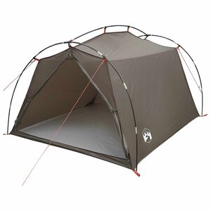 vidaXL Tienda de campa&ntilde;a tipo t&uacute;nel Marr&oacute;n y gris 2 personas