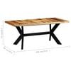 vidaXL Mesa de comedor madera maciza de acacia 180x90x75 cm