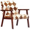 vidaXL Sill&oacute;n de cuero aut&eacute;ntico de cabra blanco y marr&oacute;n