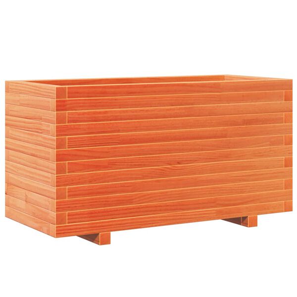 vidaXL Jardinera madera maciza de pino marr&oacute;n cera 90x40x49,5 cm