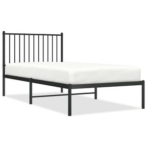 vidaXL Estructura cama sin colch&oacute;n con cabecero metal negro 90x190 cm