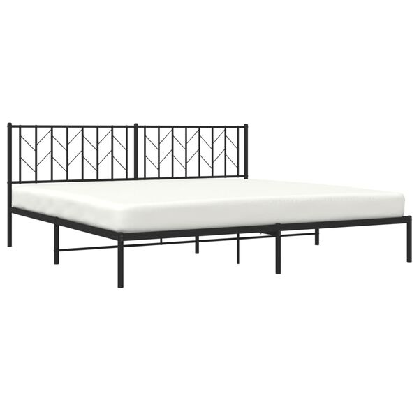 vidaXL Estructura cama sin colch&oacute;n con cabecero metal negro 200x200 cm