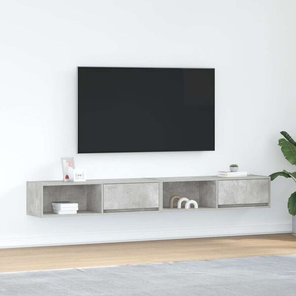 vidaXL Muebles de TV 2 uds gris hormig&oacute;n 100x31x25,5 cm