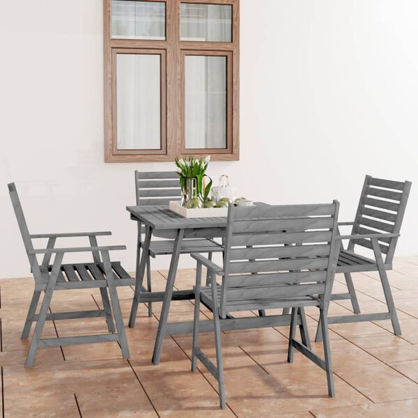 vidaXL Juego de comedor de jard&iacute;n 5 pzas madera maciza de acacia gris