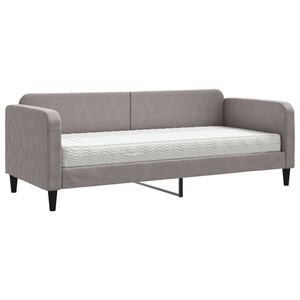 vidaXL Sof&aacute; cama con colch&oacute;n tela gris taupe 80x200 cm