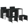 vidaXL Set de muebles jard&iacute;n 5 pzas con cojines rat&aacute;n sint&eacute;tico negro