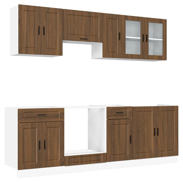 vidaXL Mueble cocina Kalmar roble marr&oacute;n 8 pzas madera contrachapada