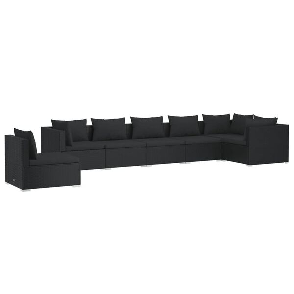 vidaXL Set de muebles de jardín 7 pzas y cojines ratán sintético negro