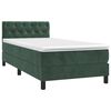 vidaXL Cama box spring colch&oacute;n y LED terciopelo verde oscuro 80x200 cm