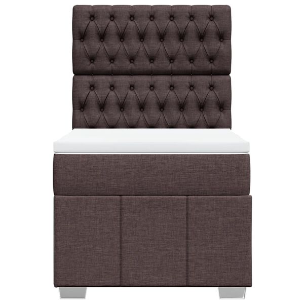 vidaXL Cama box spring con colch&oacute;n tela marr&oacute;n oscuro 90x190 cm