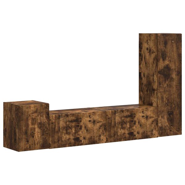 vidaXL Conjunto de mueble de TV 4 pcs Roble ahumado