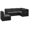 vidaXL Set de muebles de jard&iacute;n 5 pzas y cojines rat&aacute;n sint&eacute;tico negro