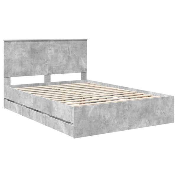 vidaXL Estructura de cama Gris Concreto 140 x 200 cm Madera Ingenieril