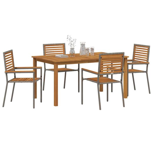 vidaXL Conjunto de Comedor de Jard&iacute;n 5 pcs Gris