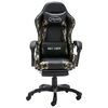 vidaXL Silla gaming con reposapi&eacute;s cuero sint&eacute;tico negro y camuflaje