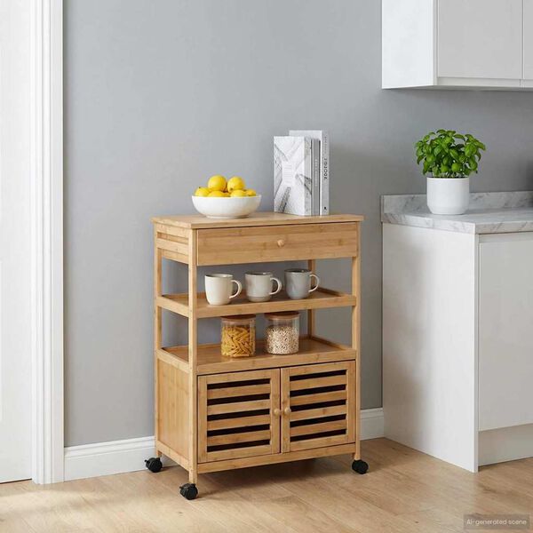 vidaXL Carrito de cocina con ruedas Natural 59,5 x 36 x 82 cm Bamb&uacute;