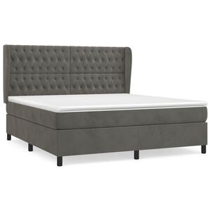 vidaXL Cama box spring con colch&oacute;n terciopelo gris oscuro 180x200 cm