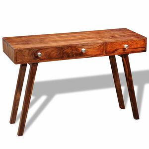 vidaXL Mesa consola con 3 cajones madera maciza acacia 76 cm