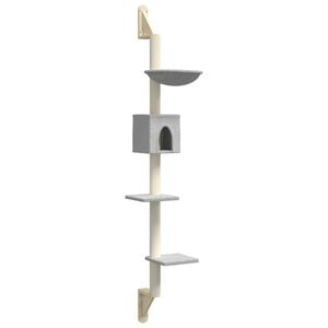 vidaXL &Aacute;rbol rascador para gatos de pared gris claro 187 cm
