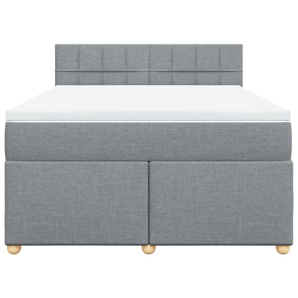 vidaXL Cama box spring con colch&oacute;n tela gris claro 160x200 cm