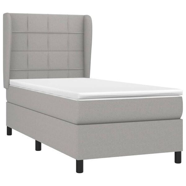 vidaXL Cama box spring con colch&oacute;n tela gris claro 80x200 cm